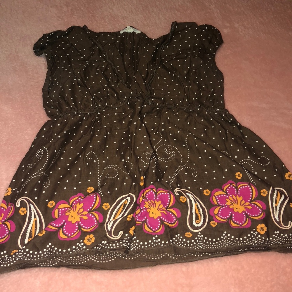 Aeropostale brown floral bottom shirt Sz L